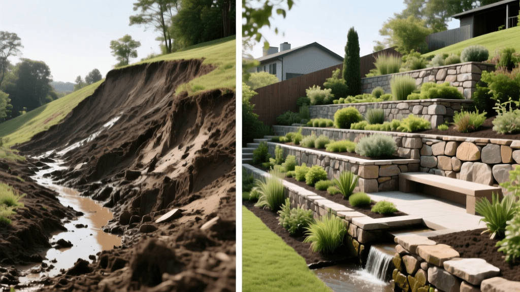 Backyard Slope Transformation: Muddy Hill to Tiered Oasis