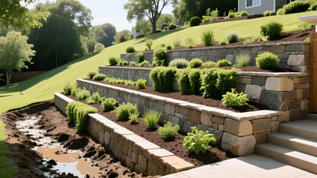Backyard Slope Makeover: From Eroded Mud to Tiered Oasis