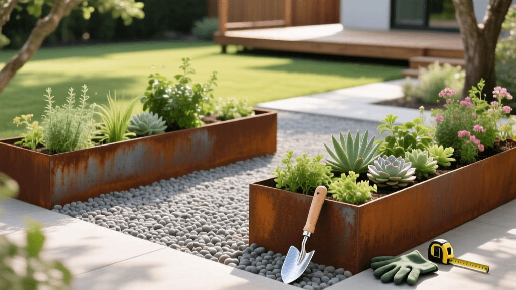 Viral Backyard Makeover: Corten Steel and Gravel Patios