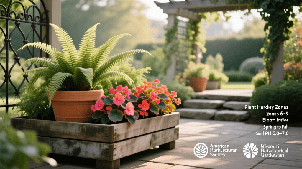 Container Garden For Shade Patio With Ferns And Begonias