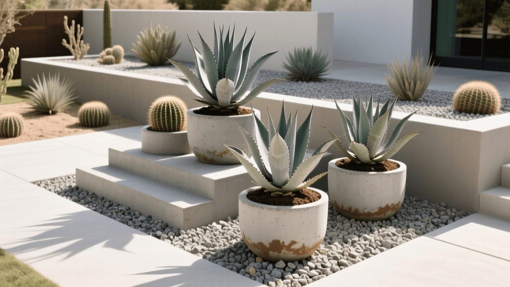 2026 Xeriscape Front Yard: Agave & Decomposed Granite Pots