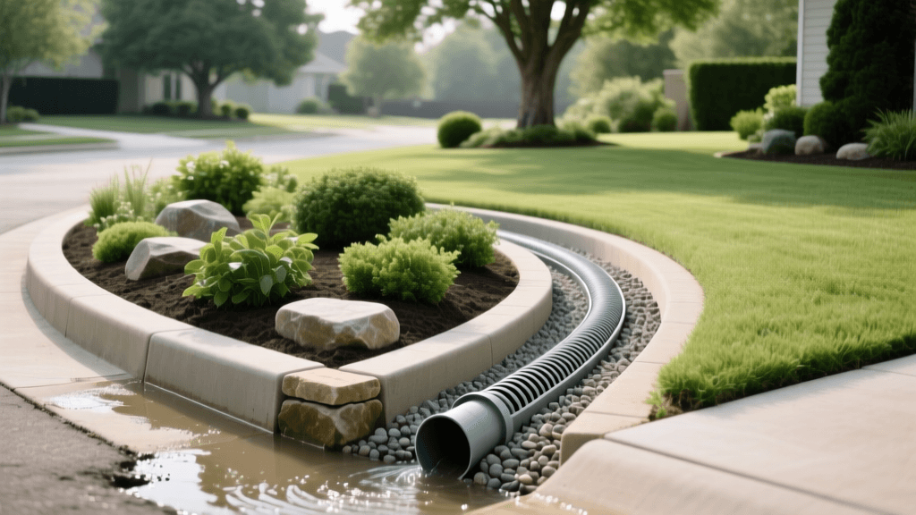 2026 French Drain Install for Corner Lot Curved Beds