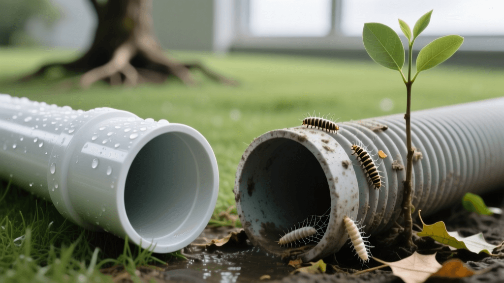 PVC vs Corrugated Drain Pipe 2026: Tree Web Worm Guide